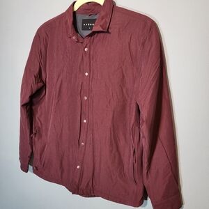Fohn Size Large Burgundy Shirt Jacket Shacket Fleece Lined Gorpcore